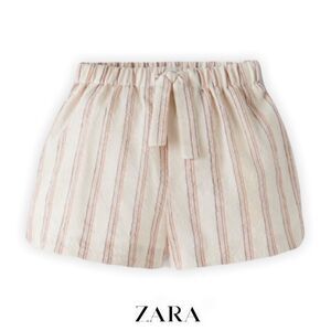 ZARA Kids | Beige | TEXTURED LINEN BLEND STRIPPED SHORT